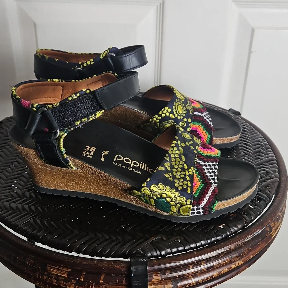 BIRKENSTOCK Papillio Eve Mash ankle wrap wedge sandals US 7 - Picture 3 of 10